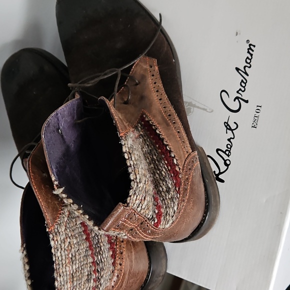 Robert Graham Chukka Boots in Brown and Black Suede and Leather main image 6